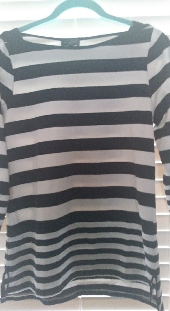 The Limited navy & cream striped boat neck top